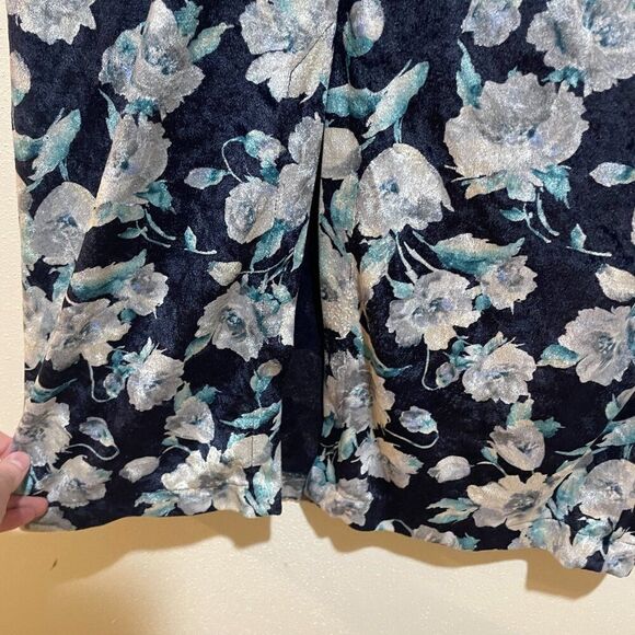 No. 6 Store Size 1=S Navy Velvet Floral Mock Neck Long Sleeve Midi Dress - Picture 13 of 14